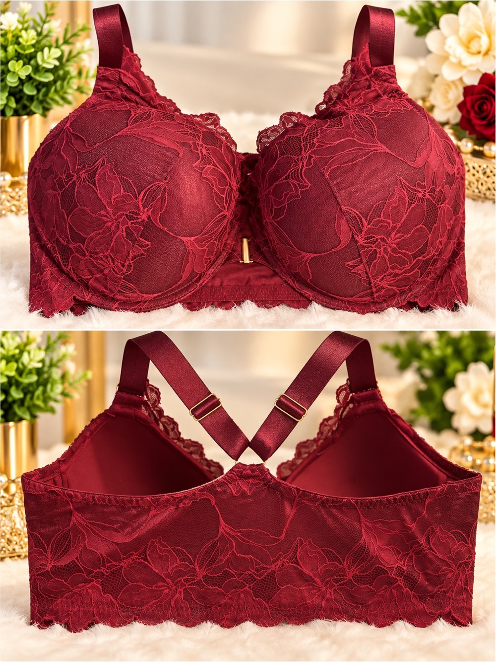 Auden Lace Underwire Bra in Wine